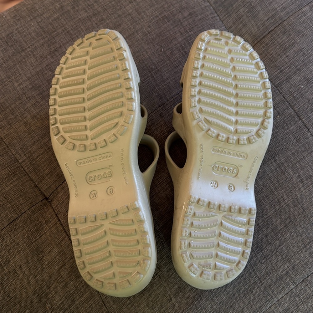 CROCS Meleen Beige Rubber Slip On Z Strap Casual Sandal Size 8 - Picture 3 of 3